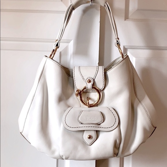 TOD’S PEGGY Leather Satchel Bag White - Picture 1 of 16